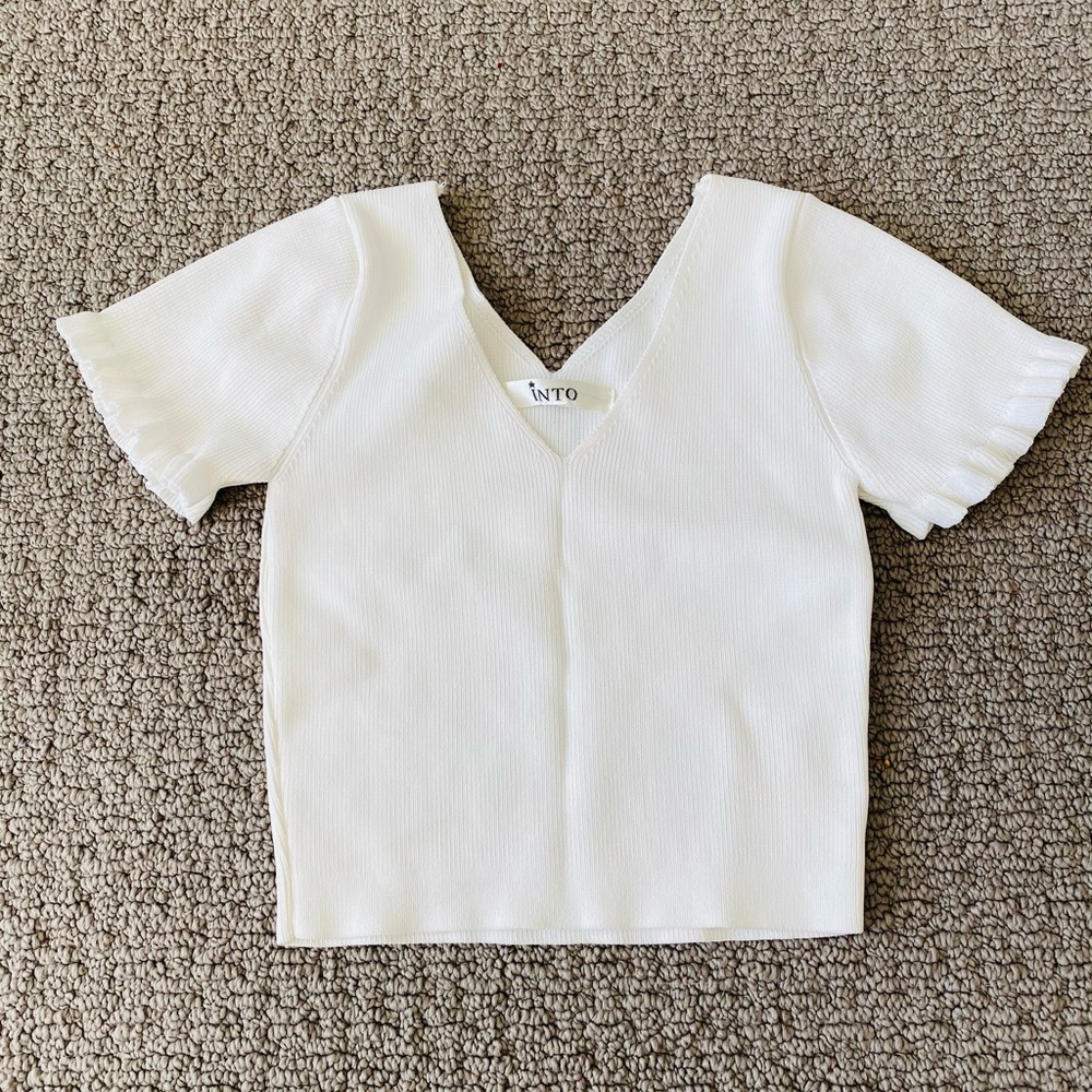 White Crop Top Shirt - Picture 5 of 6